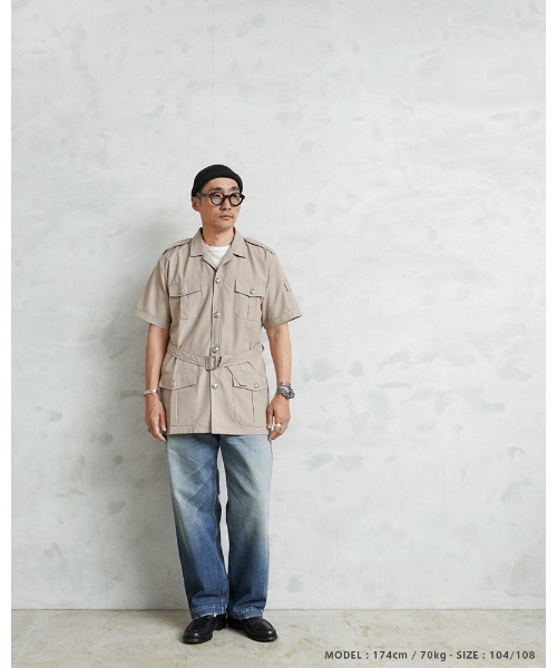 MILITARY(ミリタリー)の「実物 新品 デッドストック フランス軍 外国人部隊 TROPICAL S/S サファリシャツ ベルト付き(シャツ/ブラウス・メンズ・ベージュ系その他・L/S/M/XL/XXL/XXXL)」の6枚目の写真