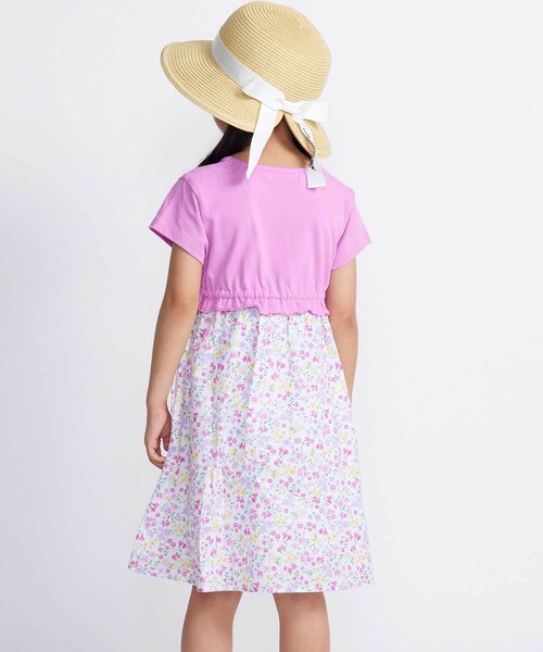 BeBe(ベベ)の「【お揃い】シャンドゥフルールプリントローン天竺切り替えワンピース(80~150cm)(ワンピース・キッズ・ピンク系その他/イエロー系その他・110cm/120cm/130cm/140cm/150cm/100cm)」の4枚目の写真