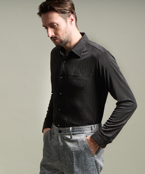 HIDEAWAYS NICOLE(ハイダウェイニコル)の「BIGバーク柄ジャカードシャツ(シャツ/ブラウス・メンズ・ピンク/ブラック/オフホワイト/ブルー・MEDIUM/LARGE/X-LARGE)」の1枚目の写真