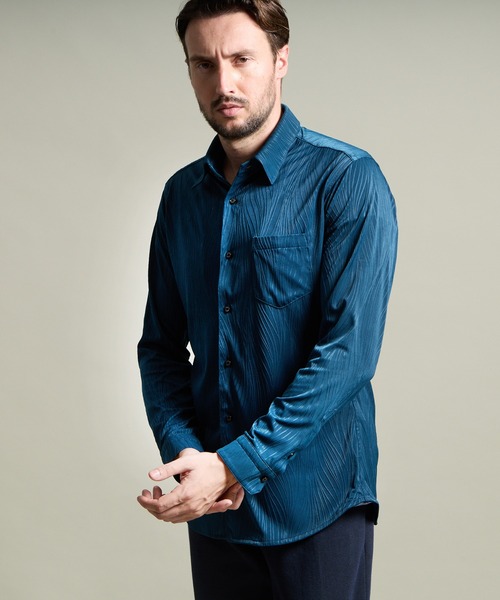 HIDEAWAYS NICOLE(ハイダウェイニコル)の「BIGバーク柄ジャカードシャツ(シャツ/ブラウス・メンズ・ピンク/ブラック/オフホワイト/ブルー・MEDIUM/LARGE/X-LARGE)」の9枚目の写真