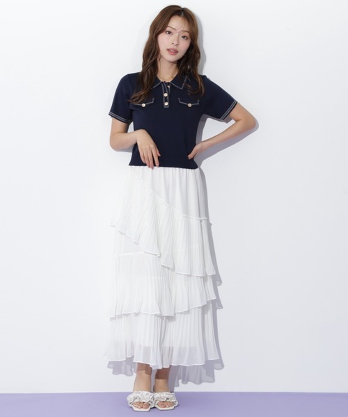 JILL by JILL STUART（ジルバイジルスチュアート）の「ステッチポロニット（ニット/セーター・レディース・ホワイト/ブラウン/ミント/ネイビー・FREE）」の19枚目の写真