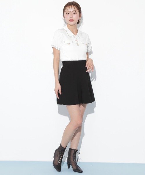 JILL by JILL STUART（ジルバイジルスチュアート）の「ステッチポロニット（ニット/セーター・レディース・ホワイト/ブラウン/ミント/ネイビー・FREE）」の9枚目の写真