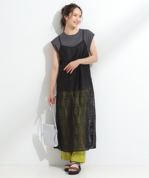 DRESKIP（ドレスキップ）の「【S-LL】レースキャミワンピース（ワンピース・レディース・ブラック/オフホワイト・01/02/03/04）」の4枚目の写真