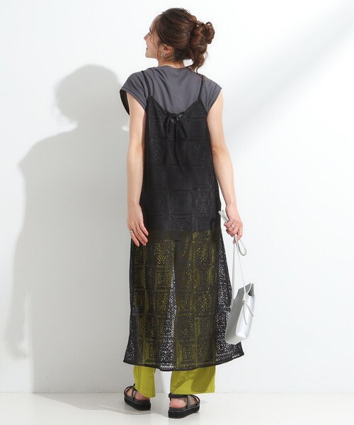 DRESKIP（ドレスキップ）の「【S-LL】レースキャミワンピース（ワンピース・レディース・ブラック/オフホワイト・01/02/03/04）」の6枚目の写真