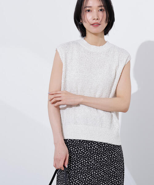 N.（N. Natural Beauty Basic）（エヌエヌナチュラルビューティーベーシック）の「ボクシーフレンチラメニット（ニット/セーター・レディース・オフホワイト/ブラウン/ピンク・MEDIUM）」の4枚目の写真