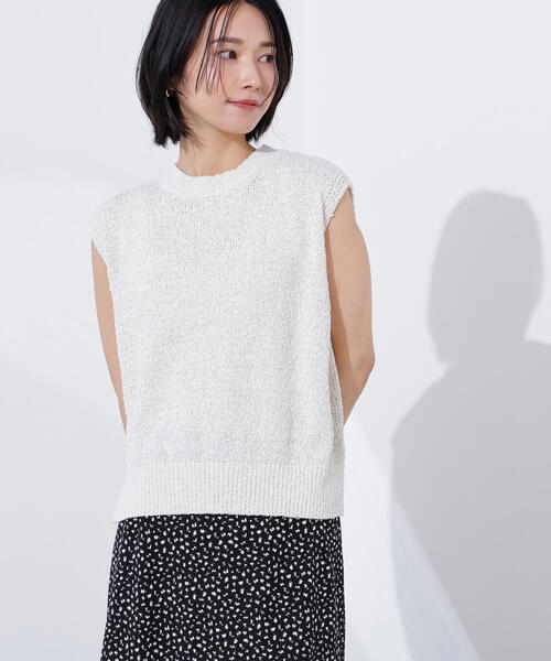 N.（N. Natural Beauty Basic）（エヌエヌナチュラルビューティーベーシック）の「ボクシーフレンチラメニット（ニット/セーター・レディース・オフホワイト/ブラウン/ピンク・MEDIUM）」の7枚目の写真