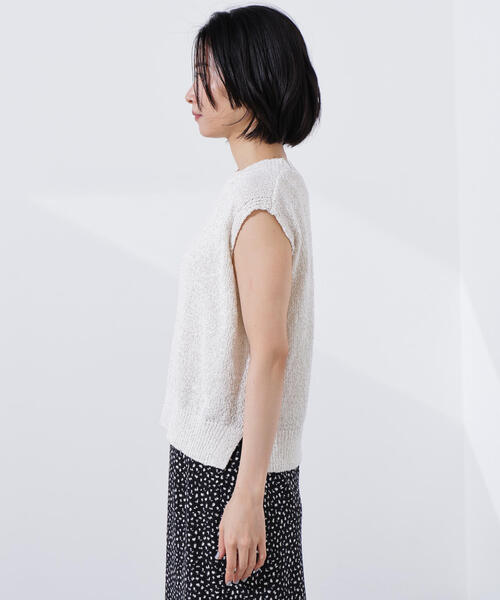 N.（N. Natural Beauty Basic）（エヌエヌナチュラルビューティーベーシック）の「ボクシーフレンチラメニット（ニット/セーター・レディース・オフホワイト/ブラウン/ピンク・MEDIUM）」の12枚目の写真