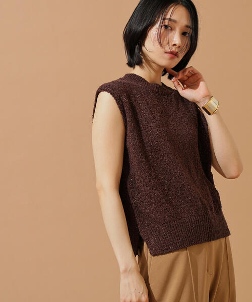 N.（N. Natural Beauty Basic）（エヌエヌナチュラルビューティーベーシック）の「ボクシーフレンチラメニット（ニット/セーター・レディース・オフホワイト/ブラウン/ピンク・MEDIUM）」の19枚目の写真