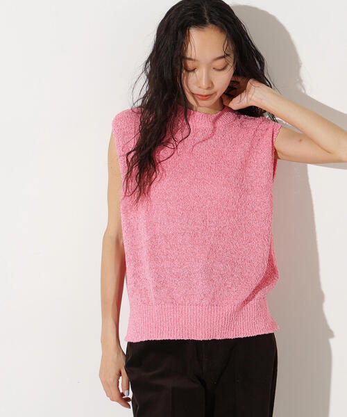 N.（N. Natural Beauty Basic）（エヌエヌナチュラルビューティーベーシック）の「ボクシーフレンチラメニット（ニット/セーター・レディース・オフホワイト/ブラウン/ピンク・MEDIUM）」の3枚目の写真