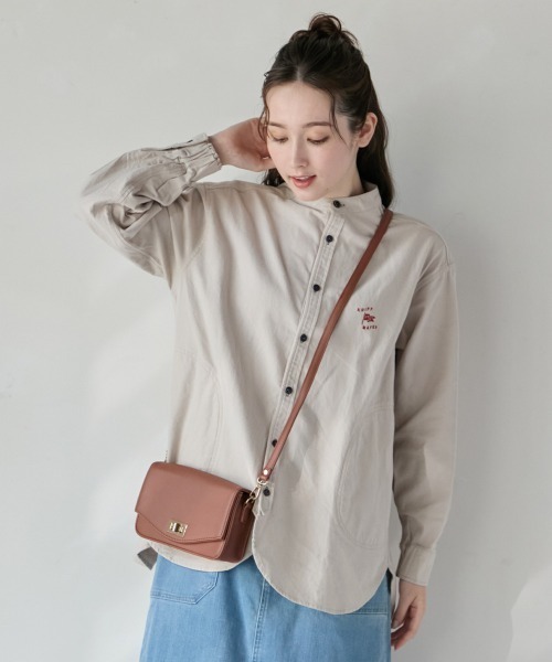 KRIFF MAYER Lady's Collection（クリフメイヤーレディースコレクション）の「【綿100％】ビエラノーカラーシャツ（シャツ/ブラウス・レディース・カラフル/チャコール/モカ/ナチュラル/オリーブ・MEDIUM/LARGE）」の9枚目の写真