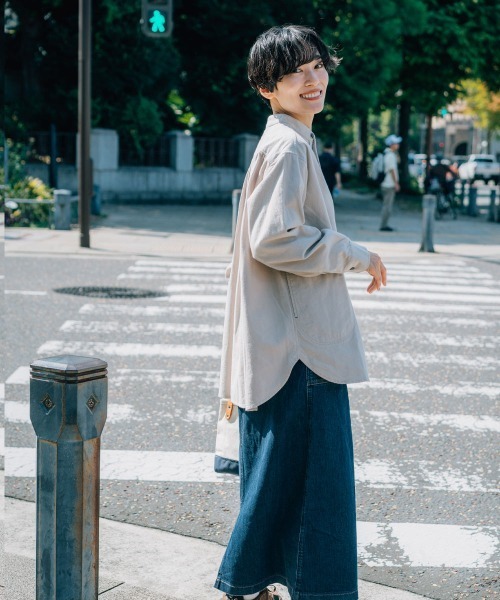 KRIFF MAYER Lady's Collection（クリフメイヤーレディースコレクション）の「【綿100％】ビエラノーカラーシャツ（シャツ/ブラウス・レディース・カラフル/チャコール/モカ/ナチュラル/オリーブ・MEDIUM/LARGE）」の7枚目の写真