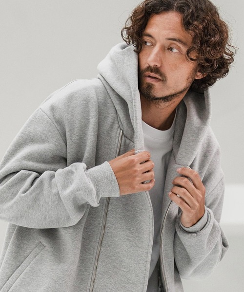 CAMBIO（カンビオ）の「mpa3854-Brushed Lining Sweat Diagonal Zipper Design Parka パーカー（パーカー・メンズ・チャコールグレー/ミックスグレー/ブラック・S/M/L）」の3枚目の写真