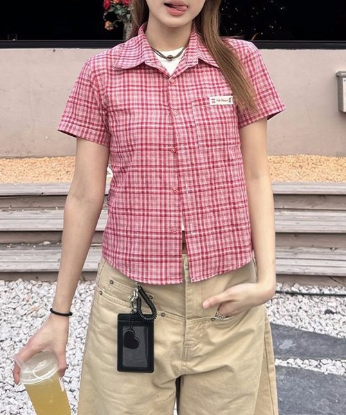 MEMECLE（メメクル）の「【 MEMECLE / メメクル 】チェック 半袖Tシャツ（Tシャツ/カットソー・レディース・レッド/ブルー・SMALL/MEDIUM）」の10枚目の写真