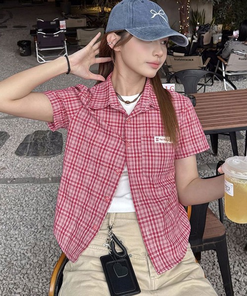 MEMECLE（メメクル）の「【 MEMECLE / メメクル 】チェック 半袖Tシャツ（Tシャツ/カットソー・レディース・レッド/ブルー・SMALL/MEDIUM）」の11枚目の写真