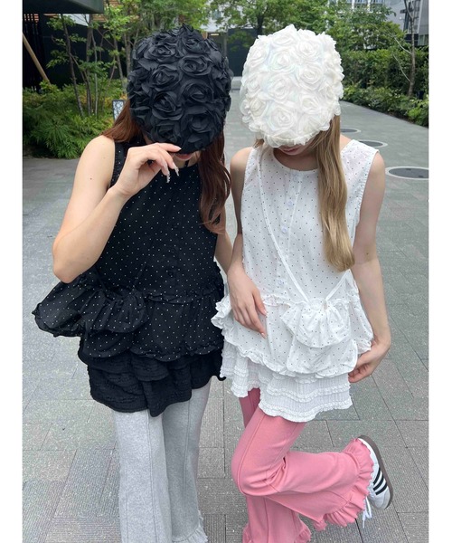 WC（ダブル シー）の「《2点セット》ミニショルダーセットドットタンクトップ（その他トップス・レディース・ホワイト/ブラック・FREE）」の16枚目の写真