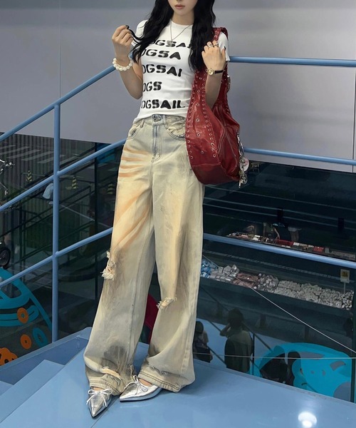MEMECLE(メメクル)の「【 MEMECLE / メメクル 】レタリング プリントロゴTシャツ(Tシャツ/カットソー・レディース・ブラック/ホワイト/グレー・S/M)」の4枚目の写真