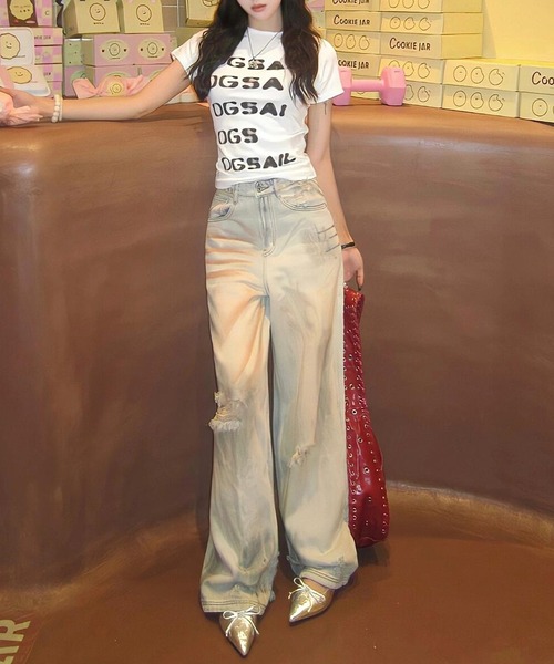 MEMECLE(メメクル)の「【 MEMECLE / メメクル 】レタリング プリントロゴTシャツ(Tシャツ/カットソー・レディース・ブラック/ホワイト/グレー・S/M)」の7枚目の写真