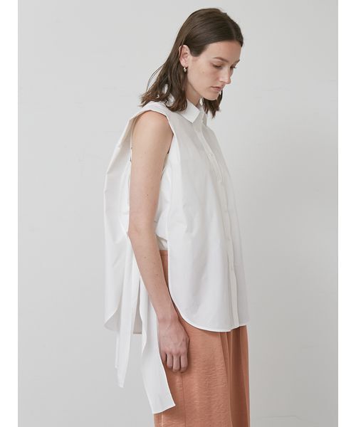 styling/（スタイリング）の「サイドリボンノースリーブシャツ（シャツ/ブラウス・レディース・ホワイト/イエロー/ブラック/ブルー・F）」の5枚目の写真