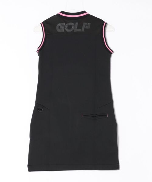 STARTER(スターター)の「★STARTER GOLF★スターター ダンボールニット×メッシュ素材インナーパンツ付きノースリーブワンピースレディース SG-123012(ワンピース・レディース・ブラック・S)」の2枚目の写真