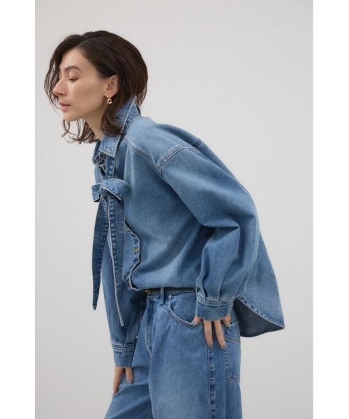 ボウタイデニムシャツ 秋服 / 2WAY / リボン（シャツ/ブラウス