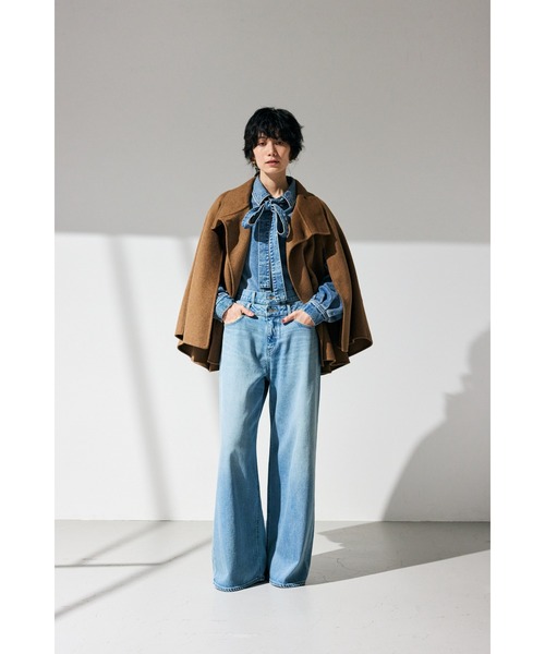 新品未使用タグ付き　クリーンコンフォルト ボウタイデニムシャツ　2WAY リボン ボウタイデニムシャツ 秋服 / 冬服 / 2WAY / リボン（シャツ