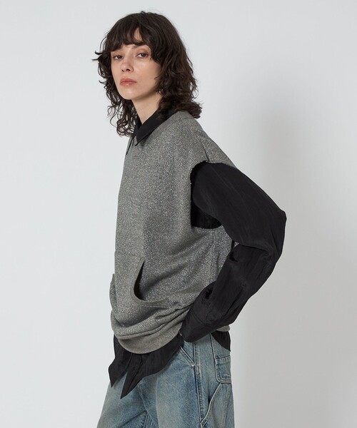 ASTRAET（アストラット）の「＜ASTRAET＞ラメ ウラケ ノースリーブスウェット UNISEX（スウェット・レディース・ダークグレー/ライトグレー・FREE）」の3枚目の写真