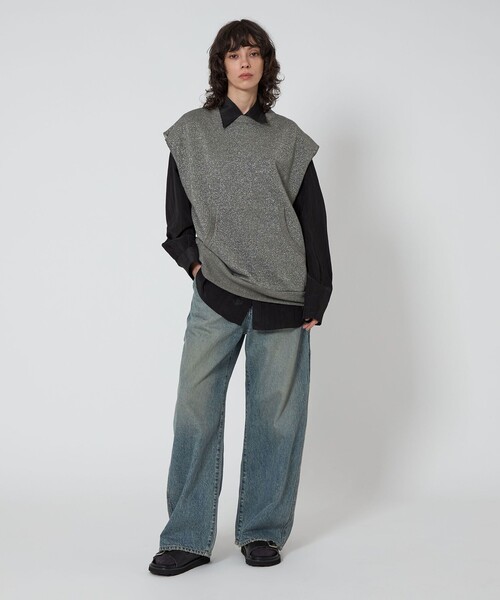 ASTRAET（アストラット）の「＜ASTRAET＞ラメ ウラケ ノースリーブスウェット UNISEX（スウェット・レディース・ダークグレー/ライトグレー・FREE）」の5枚目の写真