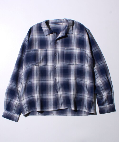 GLOSTER(グロスター)の「【残暑にも快適なさらっとシャツ】ワッフルチェック ロングスリーブシャツ オンブレチェック(シャツ/ブラウス・メンズ・アイボリー/カーキ/ネイビー/ブラック・M/L)」の4枚目の写真