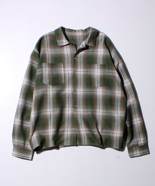 GLOSTER(グロスター)の「【残暑にも快適なさらっとシャツ】ワッフルチェック ロングスリーブシャツ オンブレチェック(シャツ/ブラウス・メンズ・アイボリー/カーキ/ネイビー/ブラック・M/L)」の3枚目の写真