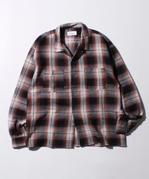 GLOSTER | 【残暑にも快適なさらっとシャツ】ワッフルチェック ロングスリーブシャツ オンブレチェック(シャツ/ブラウス)