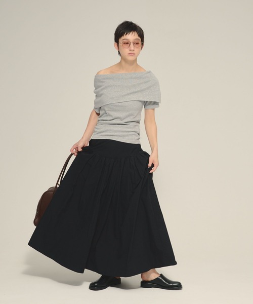 eL(エル)の「【eL】Wrap Off Shoulder Pullover/576988(Tシャツ/カットソー・レディース・グレー/オフホワイト/ブラック・FREE)」の14枚目の写真
