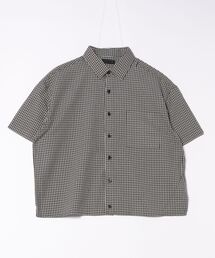 Chikashitsu +（チカシツプラス）の「【Chikashitsu＋】cropped check half sleeve shirt / 【チカシツプラス】クロップドチェック半袖シャツ（シャツ/ブラウス・メンズ）」
