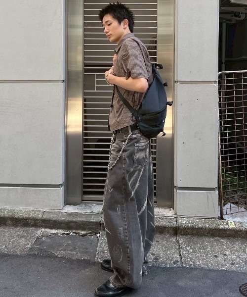 Chikashitsu +（チカシツプラス）の「【Chikashitsu +】cropped check half sleeve shirt / 【チカシツプラス】クロップドチェック半袖シャツ（シャツ/ブラウス・メンズ・ブラウン/ブラック/スカイブルー・ONE SIZE）」の17枚目の写真