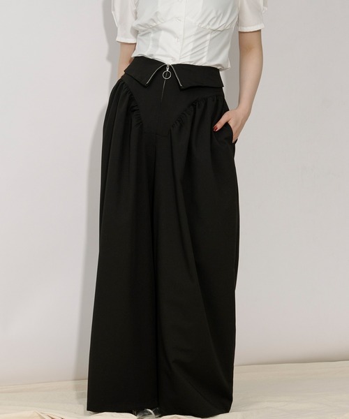 Ezick(エジック)の「2way corset リングジップワイドパンツ(スラックス・レディース・グレー/ブラック・SMALL/MEDIUM)」の1枚目の写真