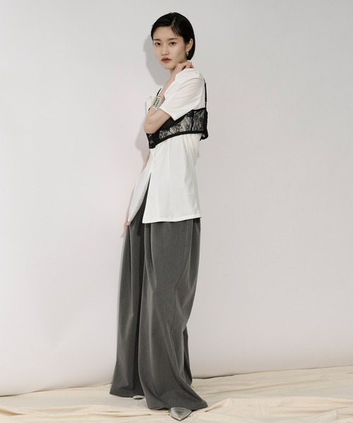 Ezick(エジック)の「2way corset リングジップワイドパンツ(スラックス・レディース・グレー/ブラック・SMALL/MEDIUM)」の13枚目の写真