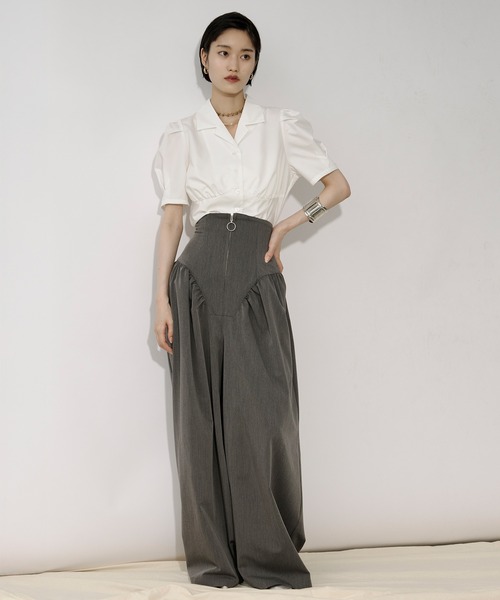 Ezick(エジック)の「2way corset リングジップワイドパンツ(スラックス・レディース・グレー/ブラック・SMALL/MEDIUM)」の15枚目の写真