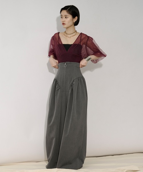 Ezick(エジック)の「2way corset リングジップワイドパンツ(スラックス・レディース・グレー/ブラック・SMALL/MEDIUM)」の9枚目の写真