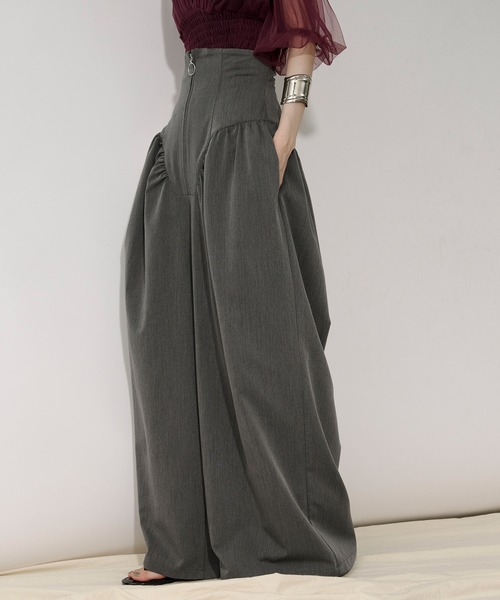 Ezick(エジック)の「2way corset リングジップワイドパンツ(スラックス・レディース・グレー/ブラック・SMALL/MEDIUM)」の3枚目の写真