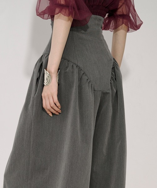 Ezick(エジック)の「2way corset リングジップワイドパンツ(スラックス・レディース・グレー/ブラック・SMALL/MEDIUM)」の6枚目の写真