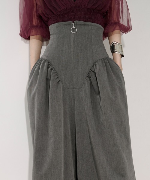 Ezick(エジック)の「2way corset リングジップワイドパンツ(スラックス・レディース・グレー/ブラック・SMALL/MEDIUM)」の5枚目の写真