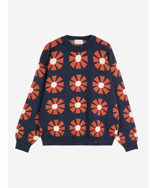 BOBO CHOSES（ボボショーズ）の「Flower jacquard relaxed jumper（ニット/セーター・レディース・ネイビー・L/M/S/XS/XL）」の2枚目の写真