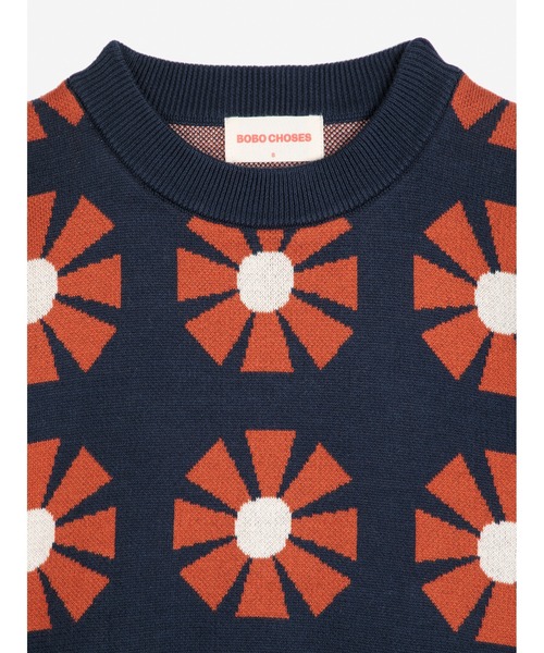 BOBO CHOSES（ボボショーズ）の「Flower jacquard relaxed jumper（ニット/セーター・レディース・ネイビー・L/M/S/XS/XL）」の3枚目の写真