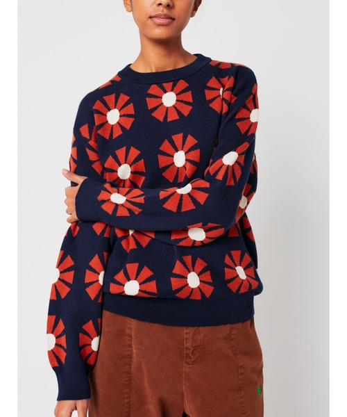 BOBO CHOSES（ボボショーズ）の「Flower jacquard relaxed jumper（ニット/セーター・レディース・ネイビー・L/M/S/XS/XL）」の8枚目の写真