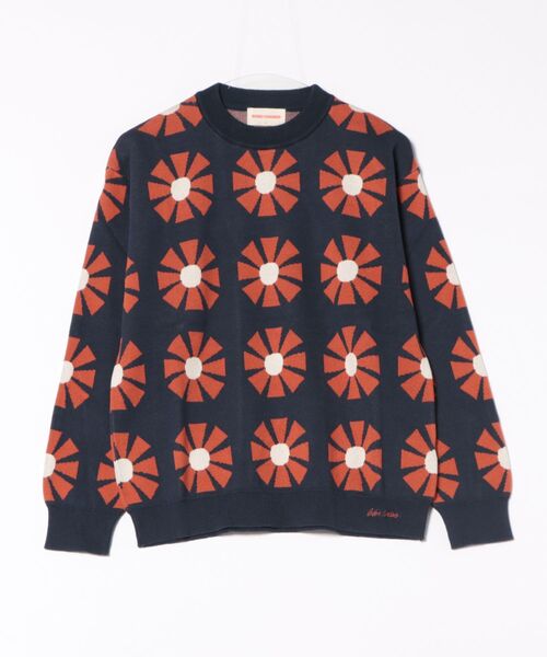BOBO CHOSES（ボボショーズ）の「Flower jacquard relaxed jumper（ニット/セーター・レディース・ネイビー・L/M/S/XS/XL）」の11枚目の写真