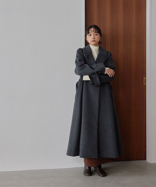 EMMEL REFINES＞EM ベルテッド フレア ロングコート（チェスターコート