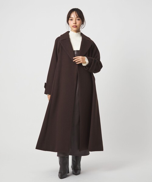 EMMEL REFINES＞EM シャギー ビッグカラー フレア ロングコート EMMEL