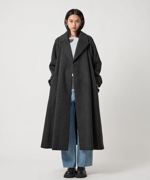 美品✨EMMEL REFINES ベルテッド フレア ロングコート パープルXS 美品 EMMEL REFINES ベルテッド フレア ロングコート パープル M