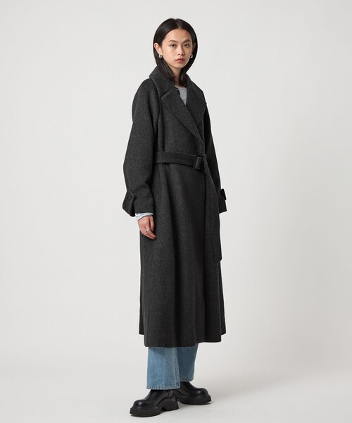 EMMEL REFINES＞EM ベルテッド フレア ロングコート（チェスターコート