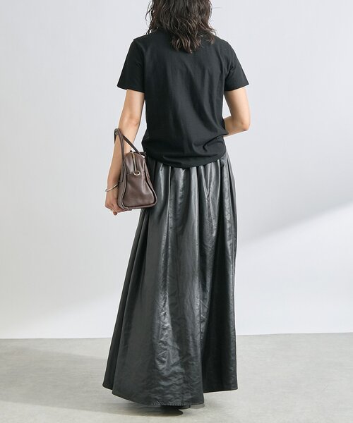 RIVE DROITE(リヴドロワ)の「【上品な光沢感】グロッシーギャザースカート(スカート・レディース・ブラック/ブラウン・38/36)」の6枚目の写真