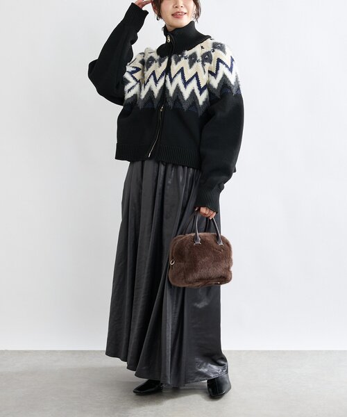 RIVE DROITE(リヴドロワ)の「【上品な光沢感】グロッシーギャザースカート(スカート・レディース・ブラック/ブラウン・38/36)」の19枚目の写真